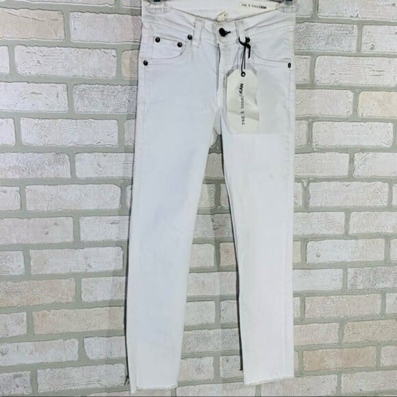 Rag & bone NWT Blanc Skinny Jeans with Raw Hem Size 24 - Picture 4 of 11
